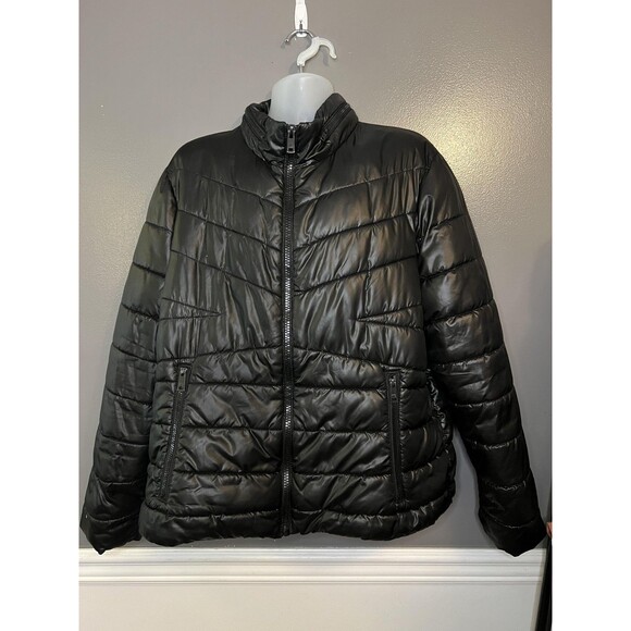 G III Apparel Group Jacket Mens XL Black Quilted Full Zip Puffer Hooded Coat - Picture 1 of 11